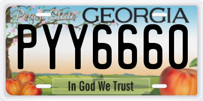 GA license plate PYY6660