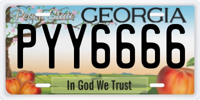 GA license plate PYY6666