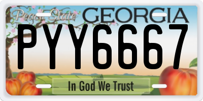 GA license plate PYY6667