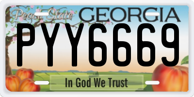GA license plate PYY6669