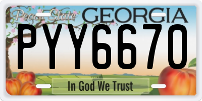 GA license plate PYY6670