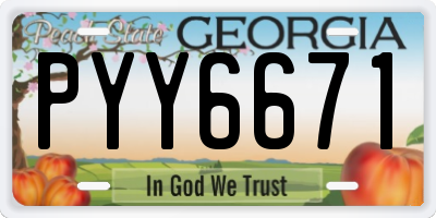 GA license plate PYY6671