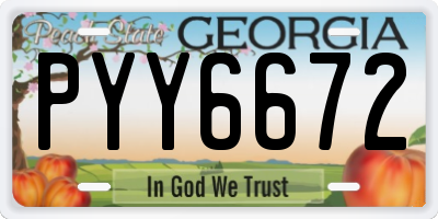 GA license plate PYY6672
