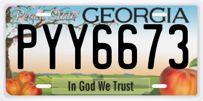 GA license plate PYY6673