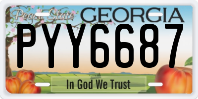 GA license plate PYY6687