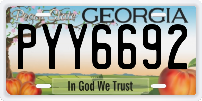 GA license plate PYY6692
