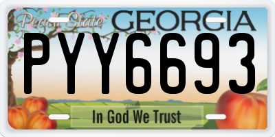 GA license plate PYY6693