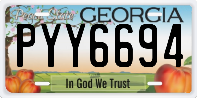 GA license plate PYY6694