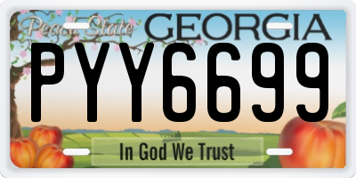 GA license plate PYY6699