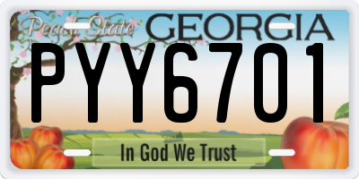 GA license plate PYY6701