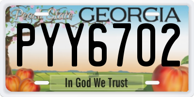 GA license plate PYY6702