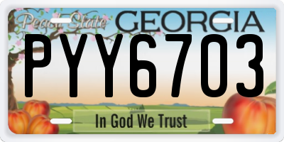 GA license plate PYY6703
