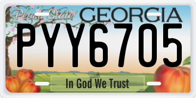 GA license plate PYY6705