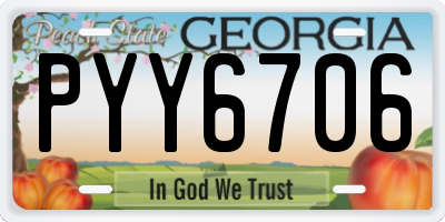 GA license plate PYY6706