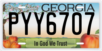 GA license plate PYY6707