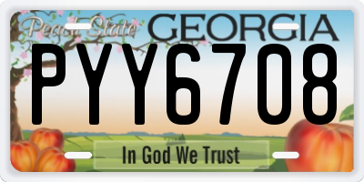 GA license plate PYY6708