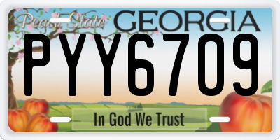 GA license plate PYY6709
