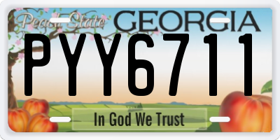 GA license plate PYY6711