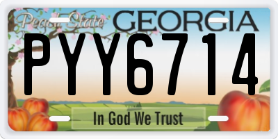GA license plate PYY6714