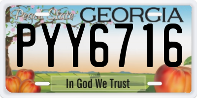 GA license plate PYY6716