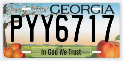 GA license plate PYY6717