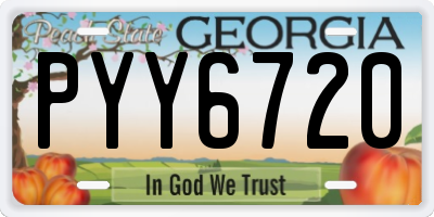 GA license plate PYY6720