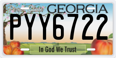 GA license plate PYY6722