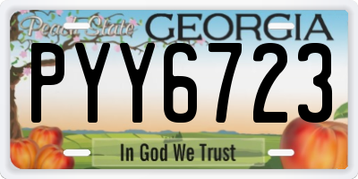 GA license plate PYY6723