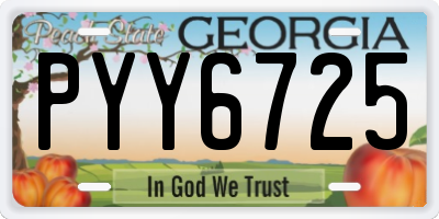GA license plate PYY6725