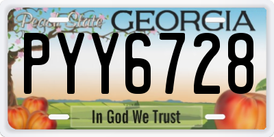 GA license plate PYY6728