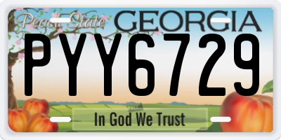GA license plate PYY6729