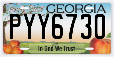 GA license plate PYY6730