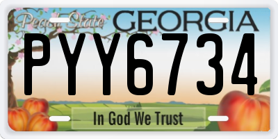 GA license plate PYY6734