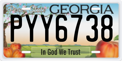 GA license plate PYY6738