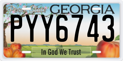 GA license plate PYY6743