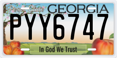 GA license plate PYY6747