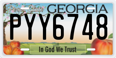 GA license plate PYY6748