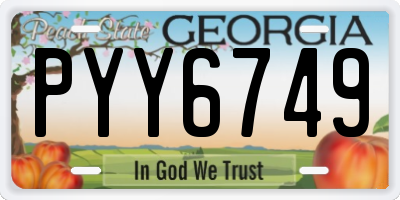 GA license plate PYY6749