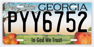 GA license plate PYY6752