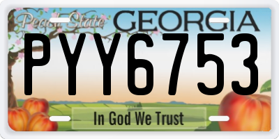 GA license plate PYY6753