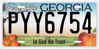 GA license plate PYY6754