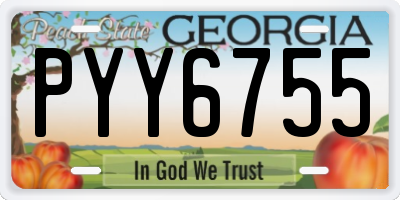 GA license plate PYY6755