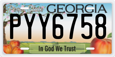 GA license plate PYY6758
