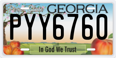 GA license plate PYY6760