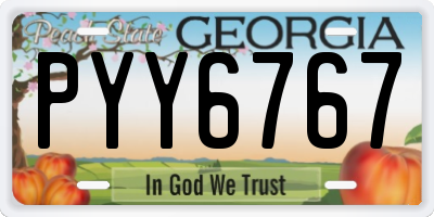 GA license plate PYY6767