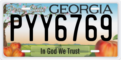 GA license plate PYY6769
