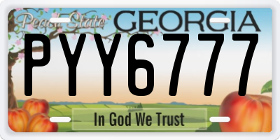GA license plate PYY6777