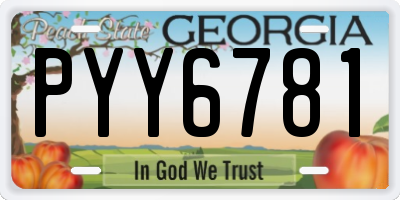 GA license plate PYY6781
