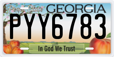 GA license plate PYY6783