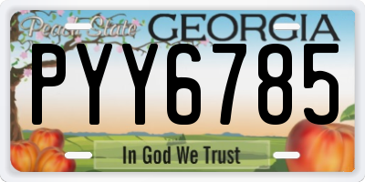 GA license plate PYY6785